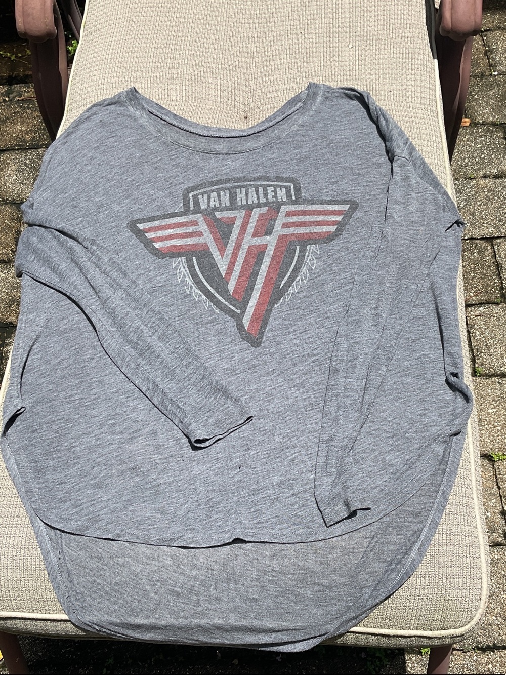 Chaser Long Sleeve Van Halen Logo Tee in Heather Gray with Red Accent